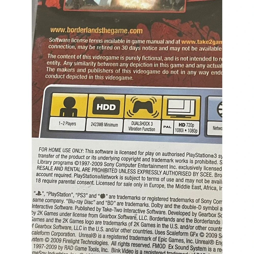 Borderlands Game for PlayStation 3 PS3 Blu Ray Disc Brand New Sealed Pal Release